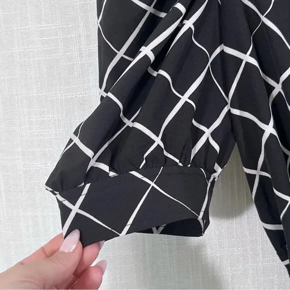 DKNY NWT Button Front Puff Sleeve Belted Midi Dress Size 8 - Picture 9 of 16